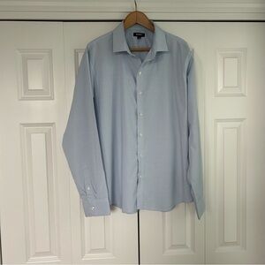 DKNY Sky Blue Men's Dress Shirt XL Wrinkle Free 60% Cotton
